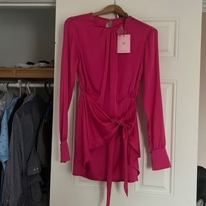 Hello Molly Fuschia mini dress long sleeve